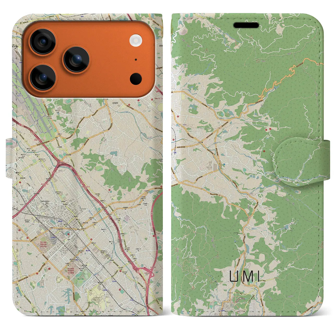 【宇美(福岡県)】地図柄iPhoneケース(手帳タイプ)