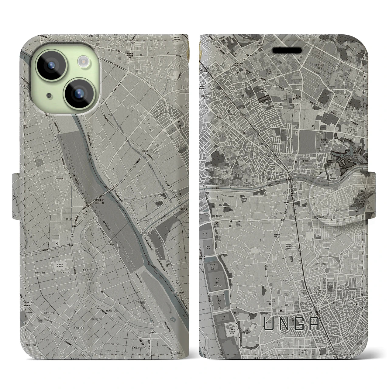 【運河(千葉県)】地図柄iPhoneケース(手帳タイプ)