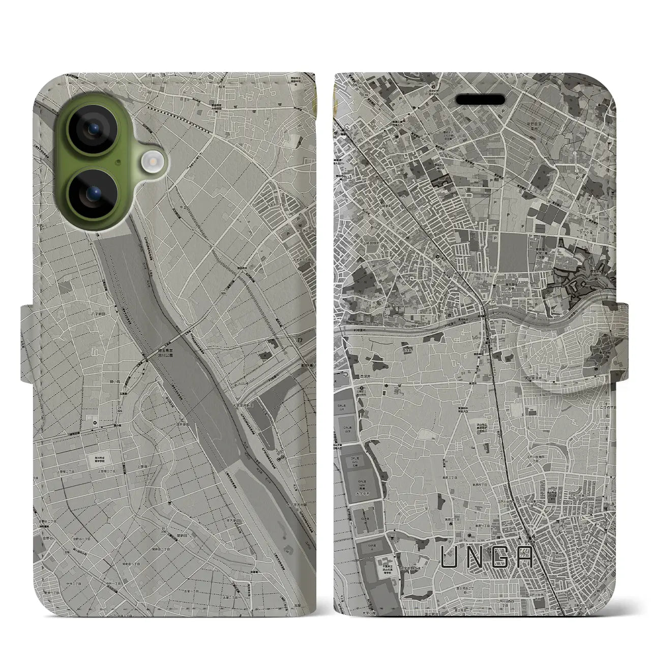 【運河(千葉県)】地図柄iPhoneケース(手帳タイプ)