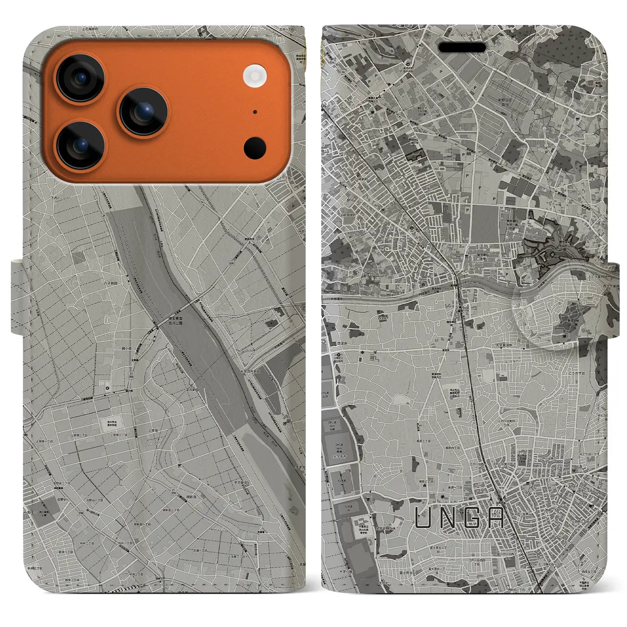 【運河(千葉県)】地図柄iPhoneケース(手帳タイプ)