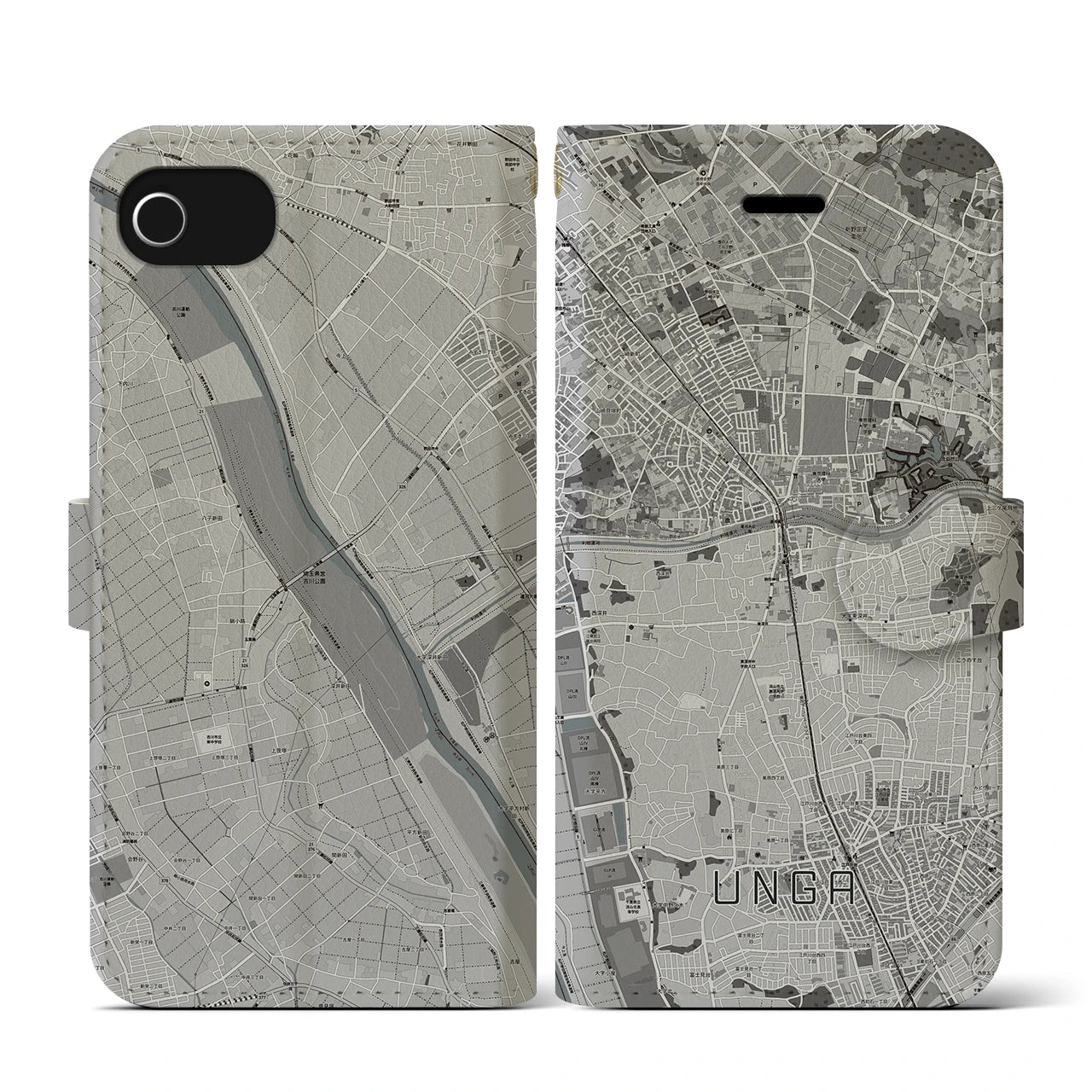 【運河(千葉県)】地図柄iPhoneケース(手帳タイプ)