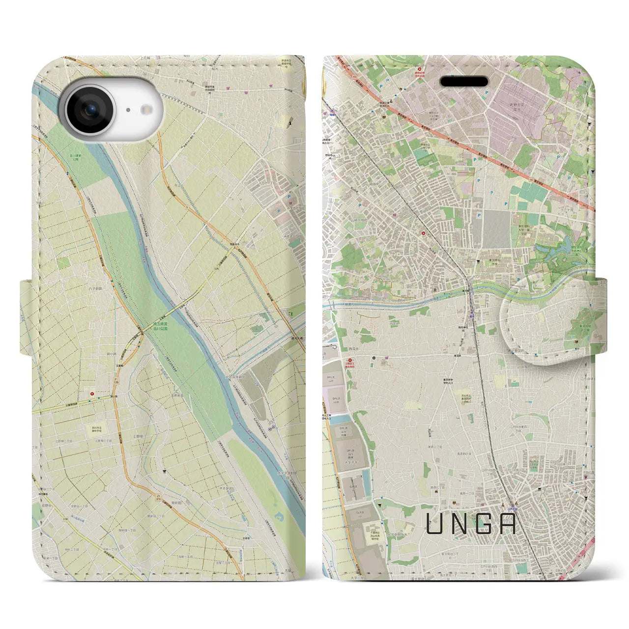 【運河(千葉県)】地図柄iPhoneケース(手帳タイプ)