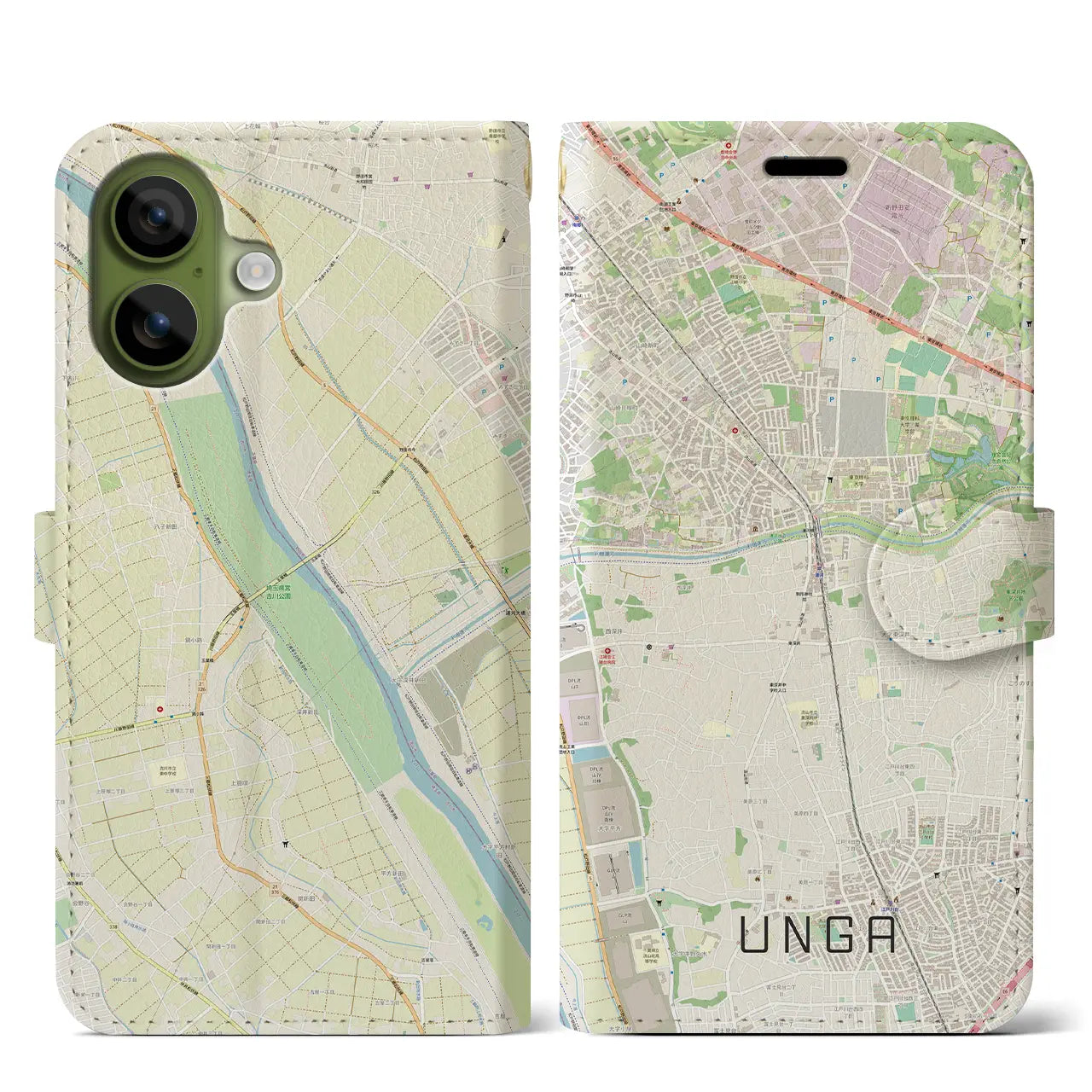 【運河(千葉県)】地図柄iPhoneケース(手帳タイプ)