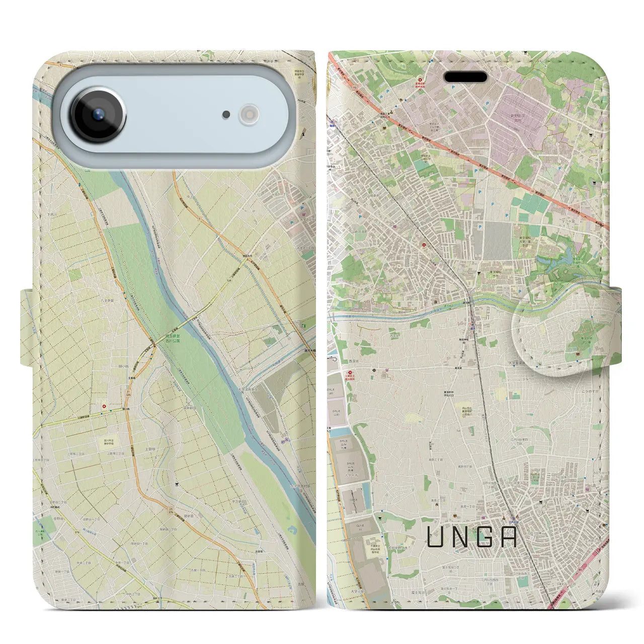 【運河(千葉県)】地図柄iPhoneケース(手帳タイプ)