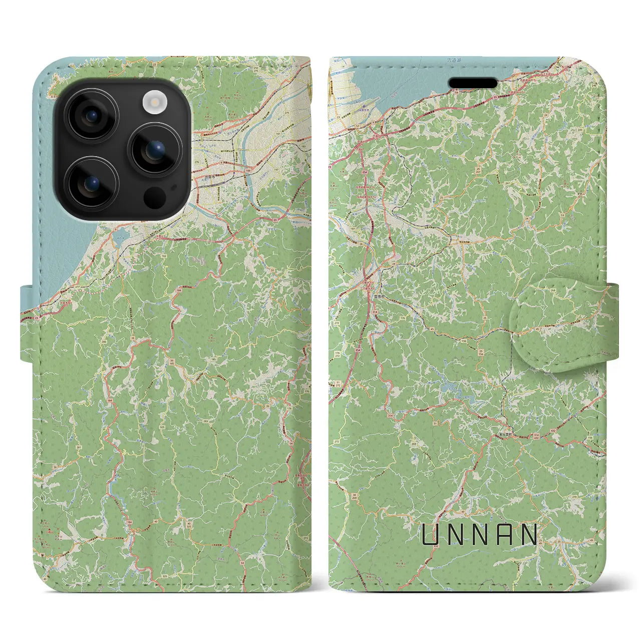 【雲南(島根県)】地図柄iPhoneケース(手帳タイプ)ナチュラル・iPhone 16 用