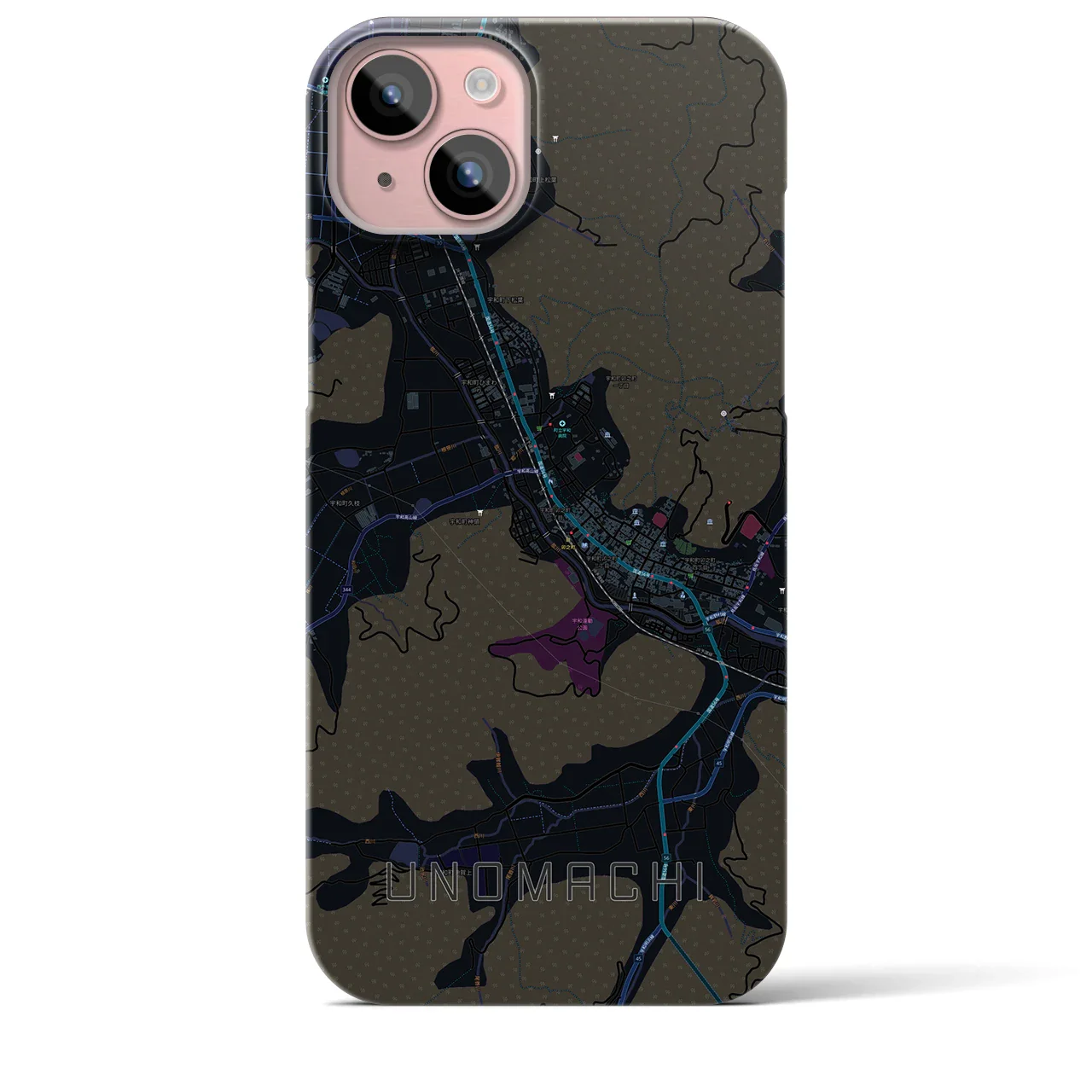 【卯之町(愛媛県)】地図柄iPhoneケース(バックカバータイプ)