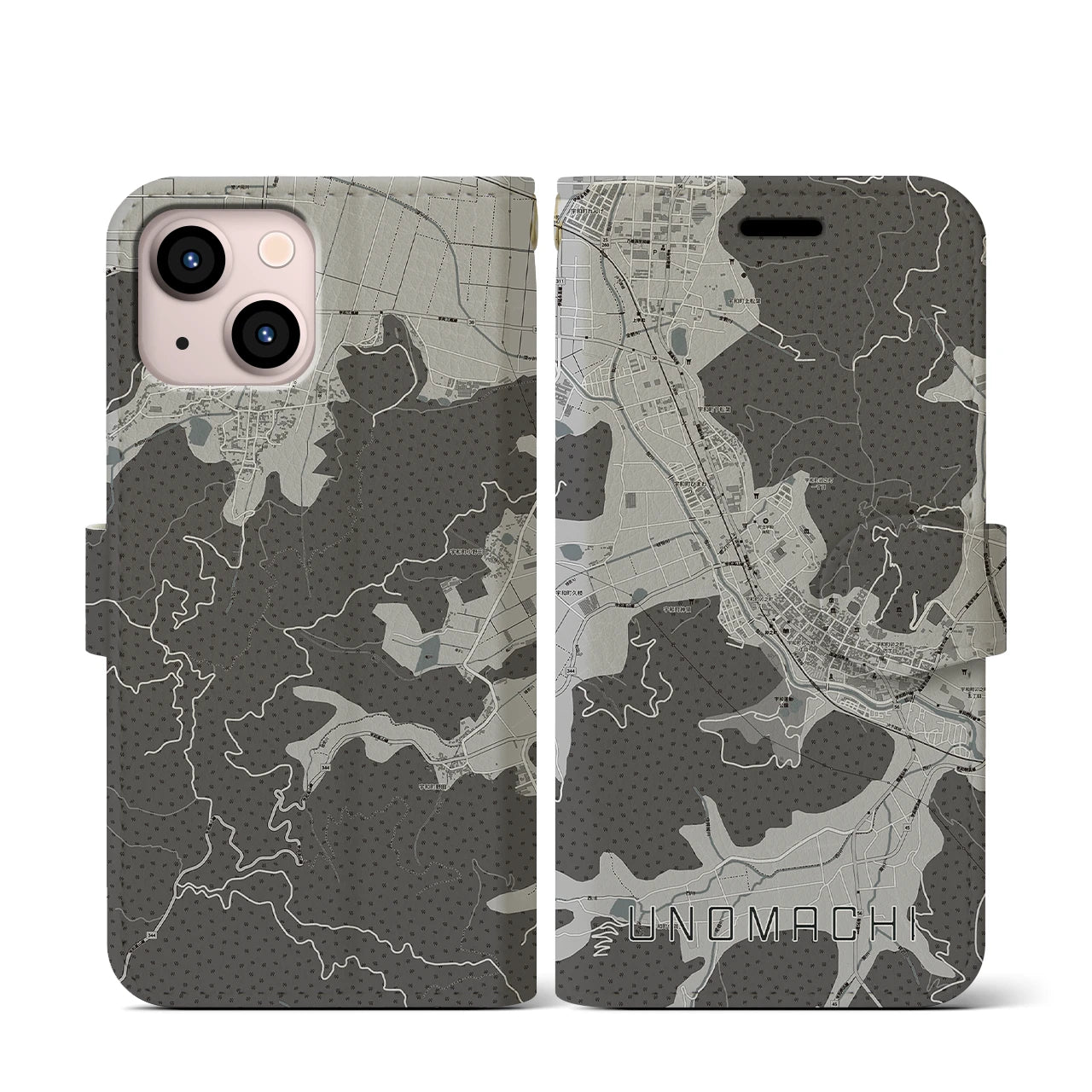 【卯之町(愛媛県)】地図柄iPhoneケース(手帳タイプ)