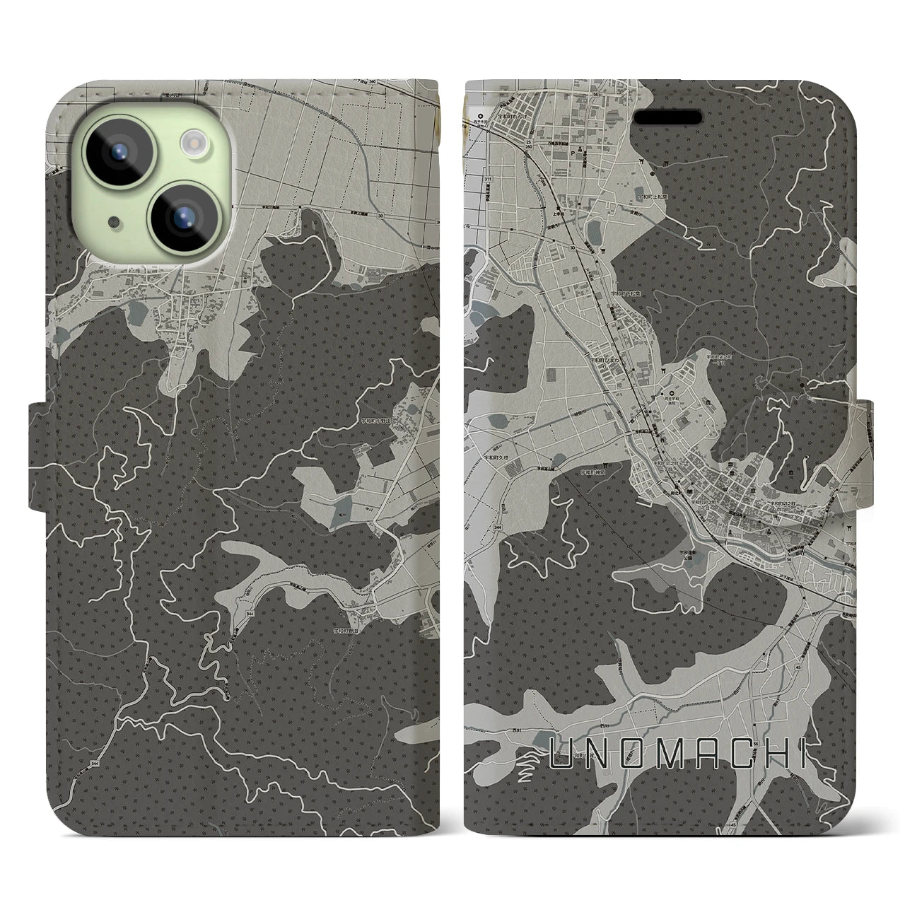 【卯之町(愛媛県)】地図柄iPhoneケース(手帳タイプ)