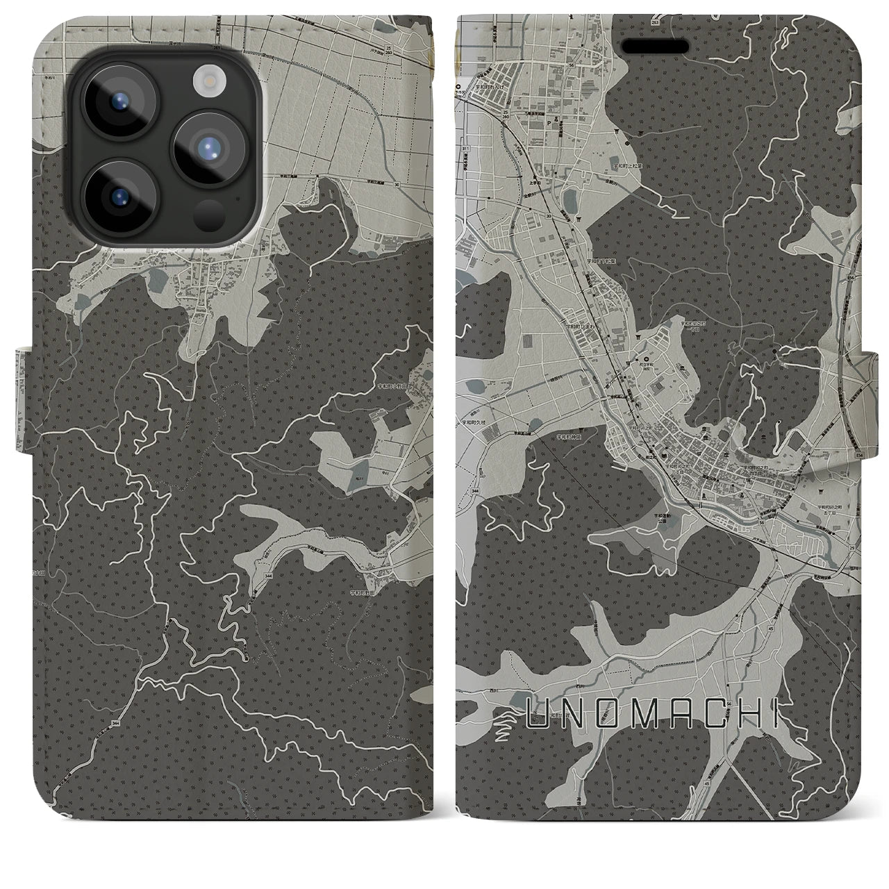 【卯之町(愛媛県)】地図柄iPhoneケース(手帳タイプ)