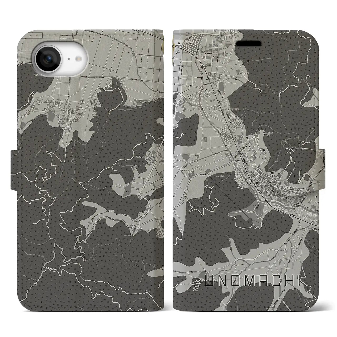 【卯之町(愛媛県)】地図柄iPhoneケース(手帳タイプ)