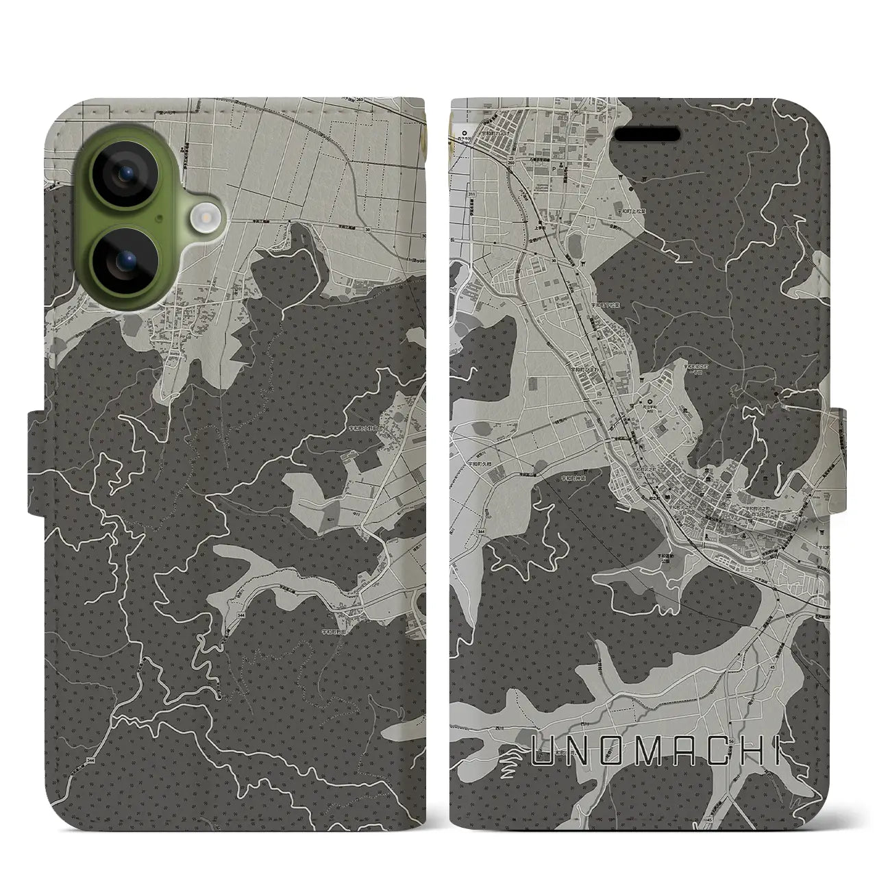 【卯之町(愛媛県)】地図柄iPhoneケース(手帳タイプ)