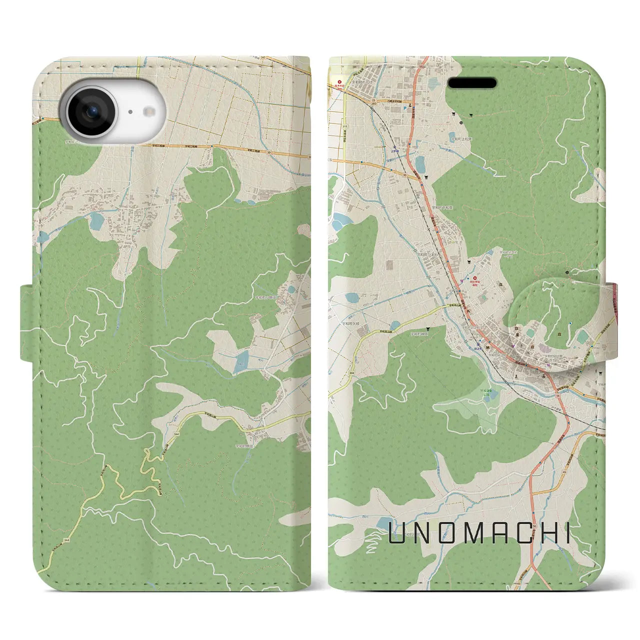 【卯之町(愛媛県)】地図柄iPhoneケース(手帳タイプ)