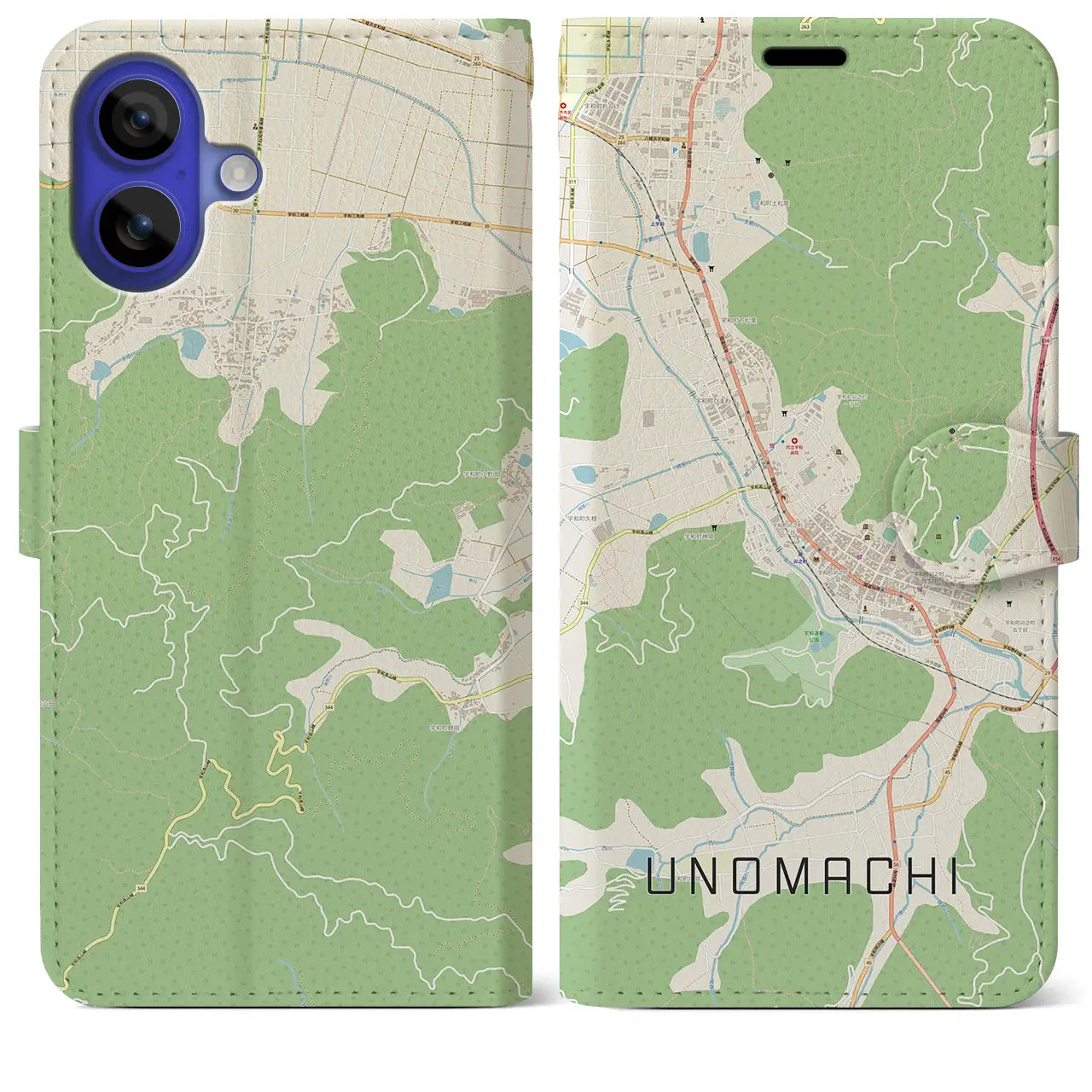 【卯之町(愛媛県)】地図柄iPhoneケース(手帳タイプ)