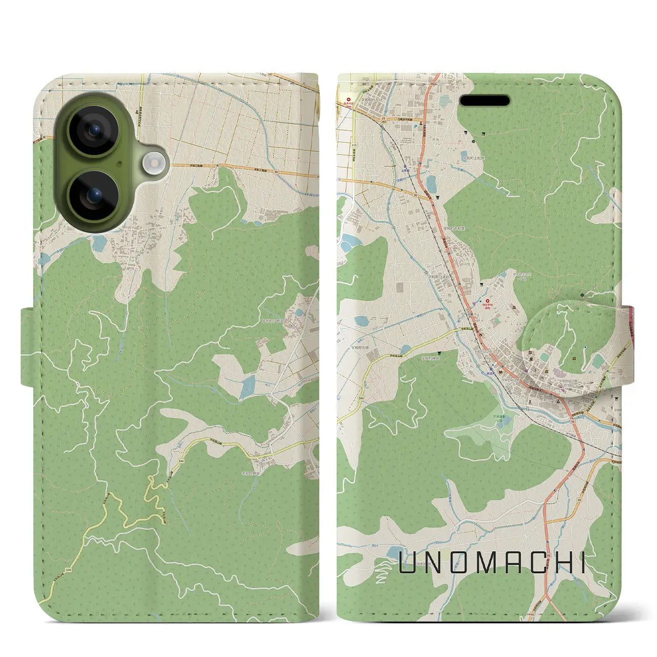 【卯之町(愛媛県)】地図柄iPhoneケース(手帳タイプ)
