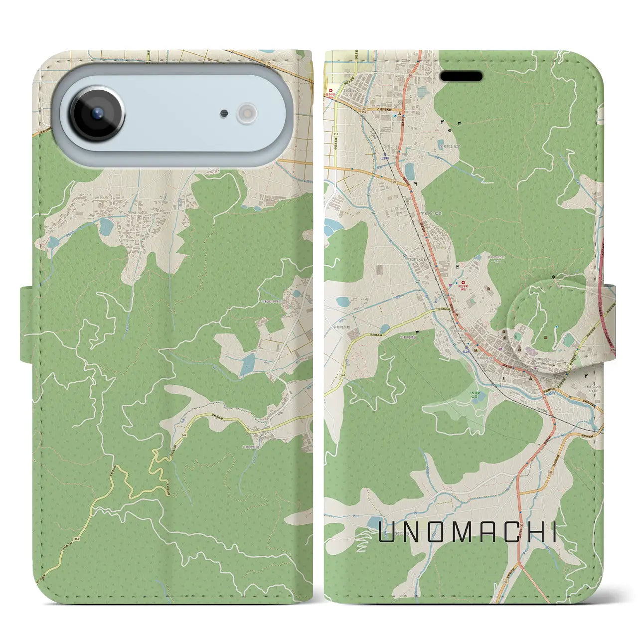 【卯之町(愛媛県)】地図柄iPhoneケース(手帳タイプ)