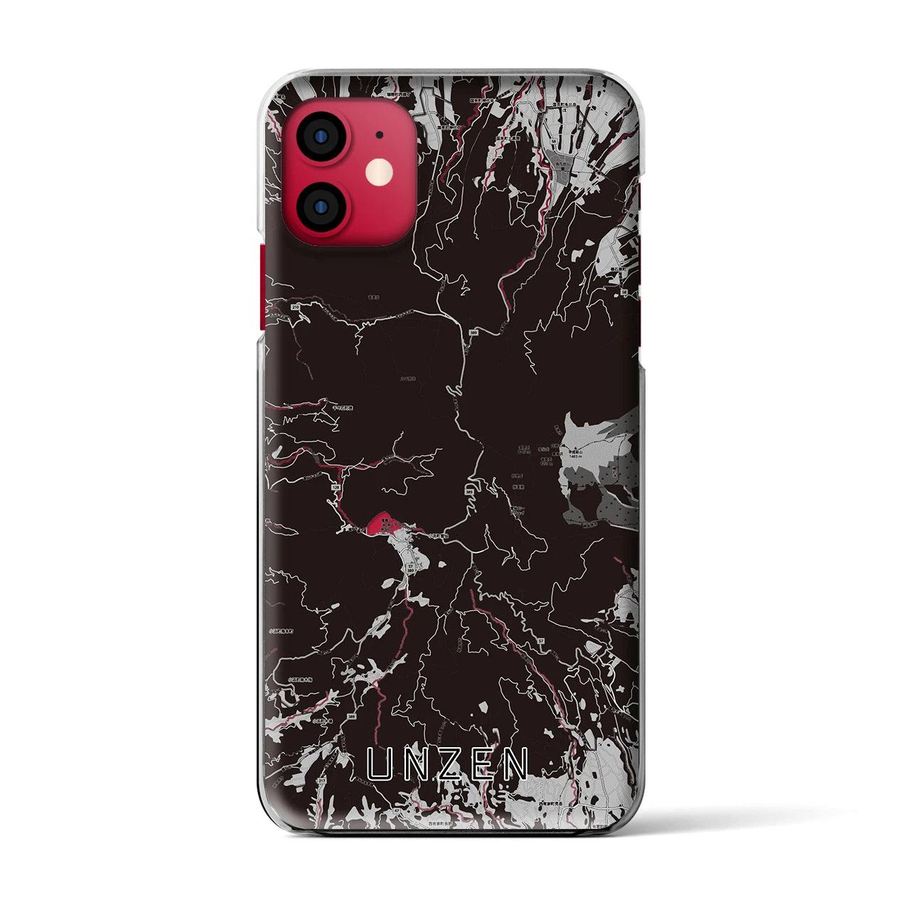 【雲仙(長崎県)】地図柄iPhoneケース(クリアタイプ)モノトーン・iPhone 11 用