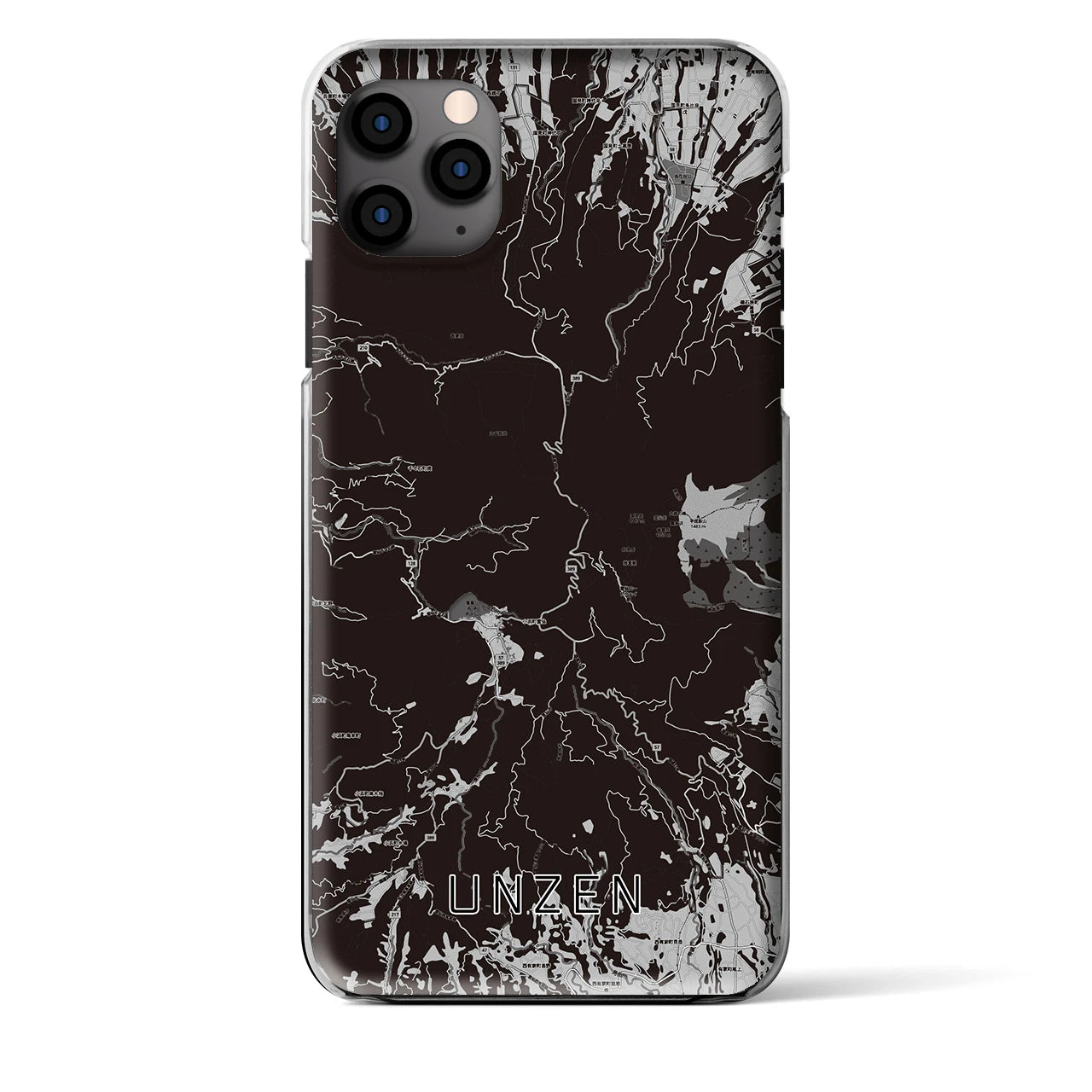 【雲仙(長崎県)】地図柄iPhoneケース(クリアタイプ)モノトーン・iPhone 11 Pro Max 用
