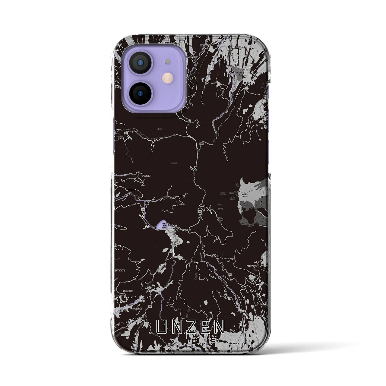 【雲仙(長崎県)】地図柄iPhoneケース(クリアタイプ)モノトーン・iPhone 12 / 12 Pro 用