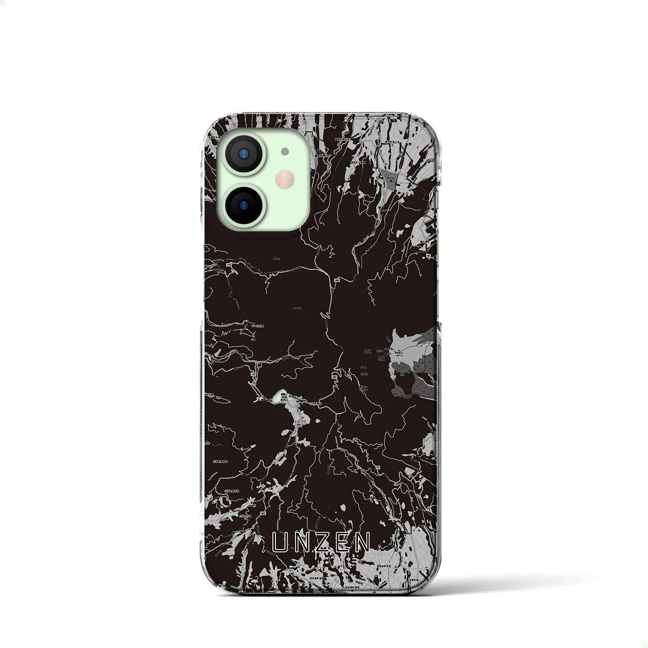 【雲仙(長崎県)】地図柄iPhoneケース(クリアタイプ)モノトーン・iPhone 12 mini 用