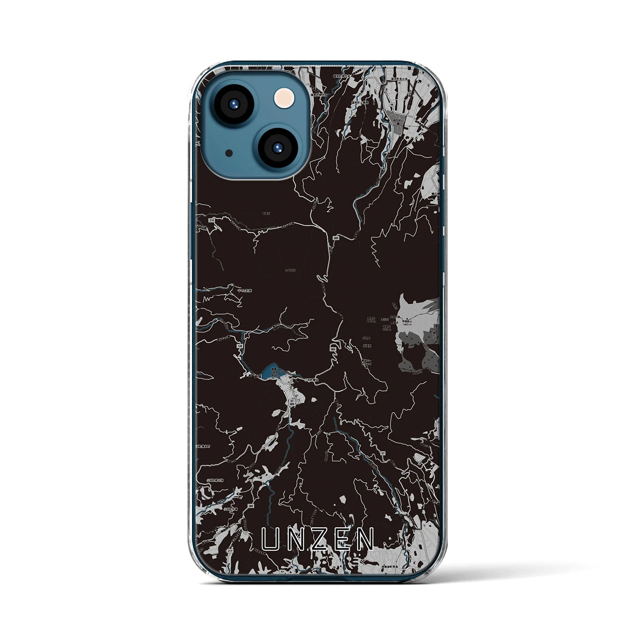 【雲仙(長崎県)】地図柄iPhoneケース(クリアタイプ)モノトーン・iPhone 13 用
