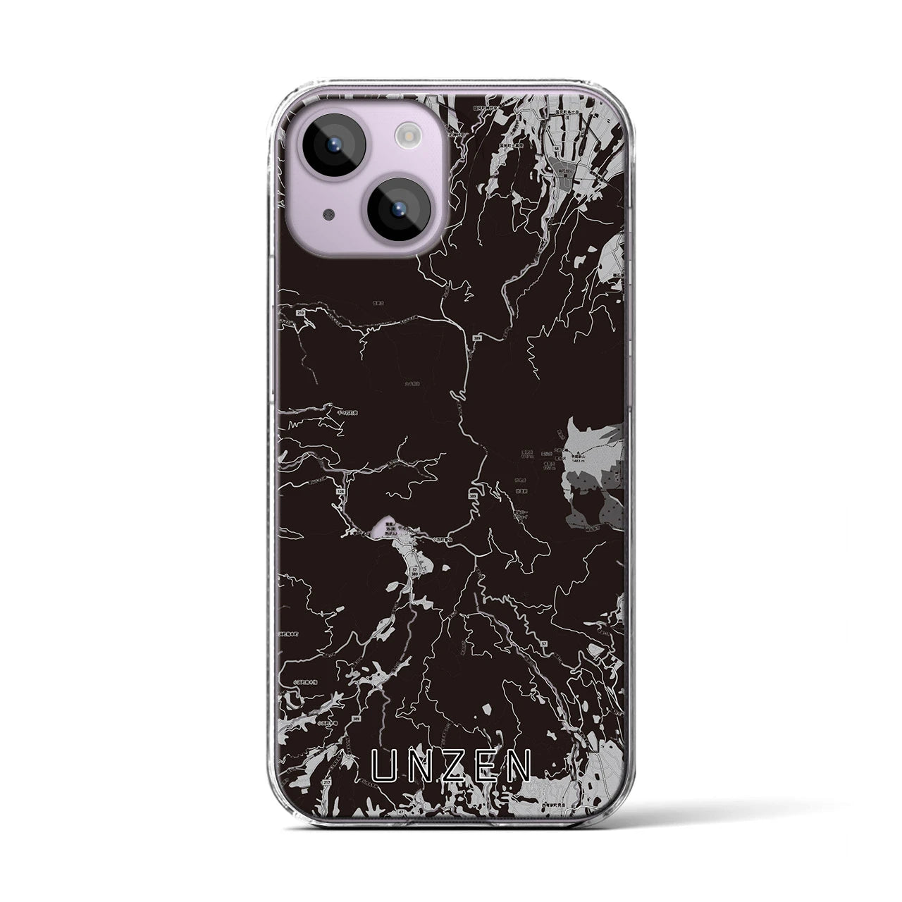 【雲仙(長崎県)】地図柄iPhoneケース(クリアタイプ)モノトーン・iPhone 14 用