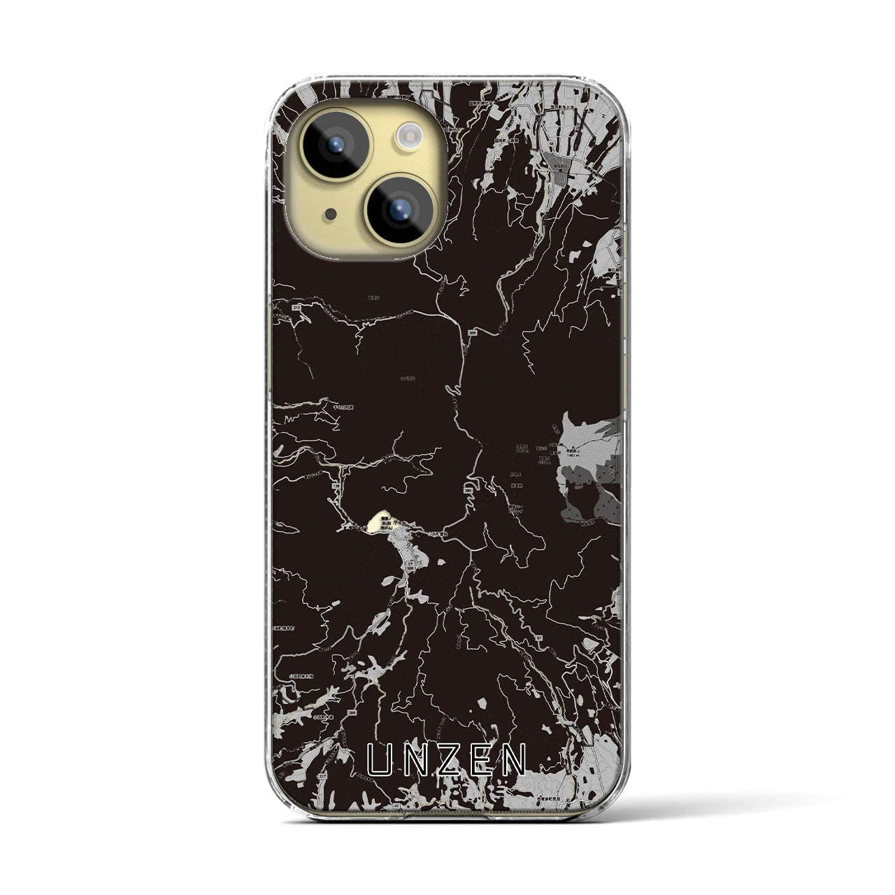 【雲仙(長崎県)】地図柄iPhoneケース(クリアタイプ)モノトーン・iPhone 15 用