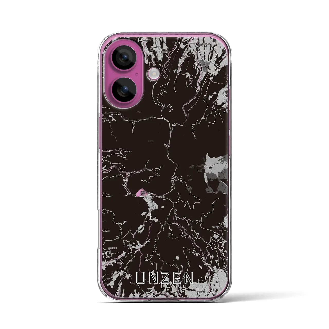【雲仙(長崎県)】地図柄iPhoneケース(クリアタイプ)モノトーン・iPhone 16 Pro 用