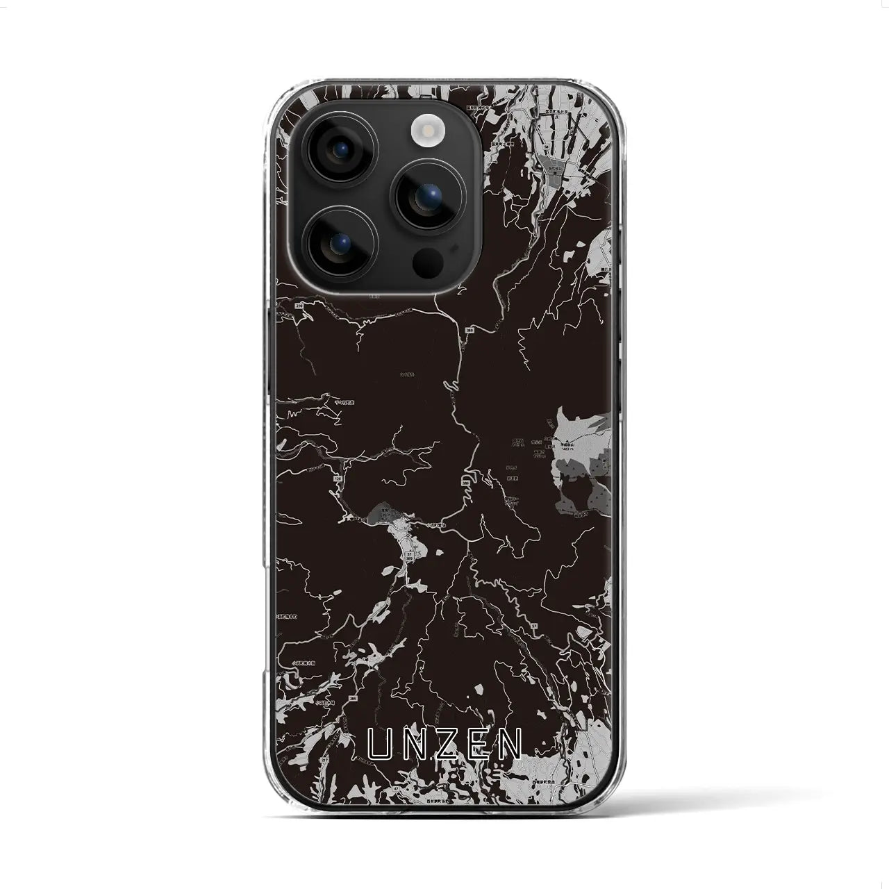 【雲仙(長崎県)】地図柄iPhoneケース(クリアタイプ)モノトーン・iPhone 16 用