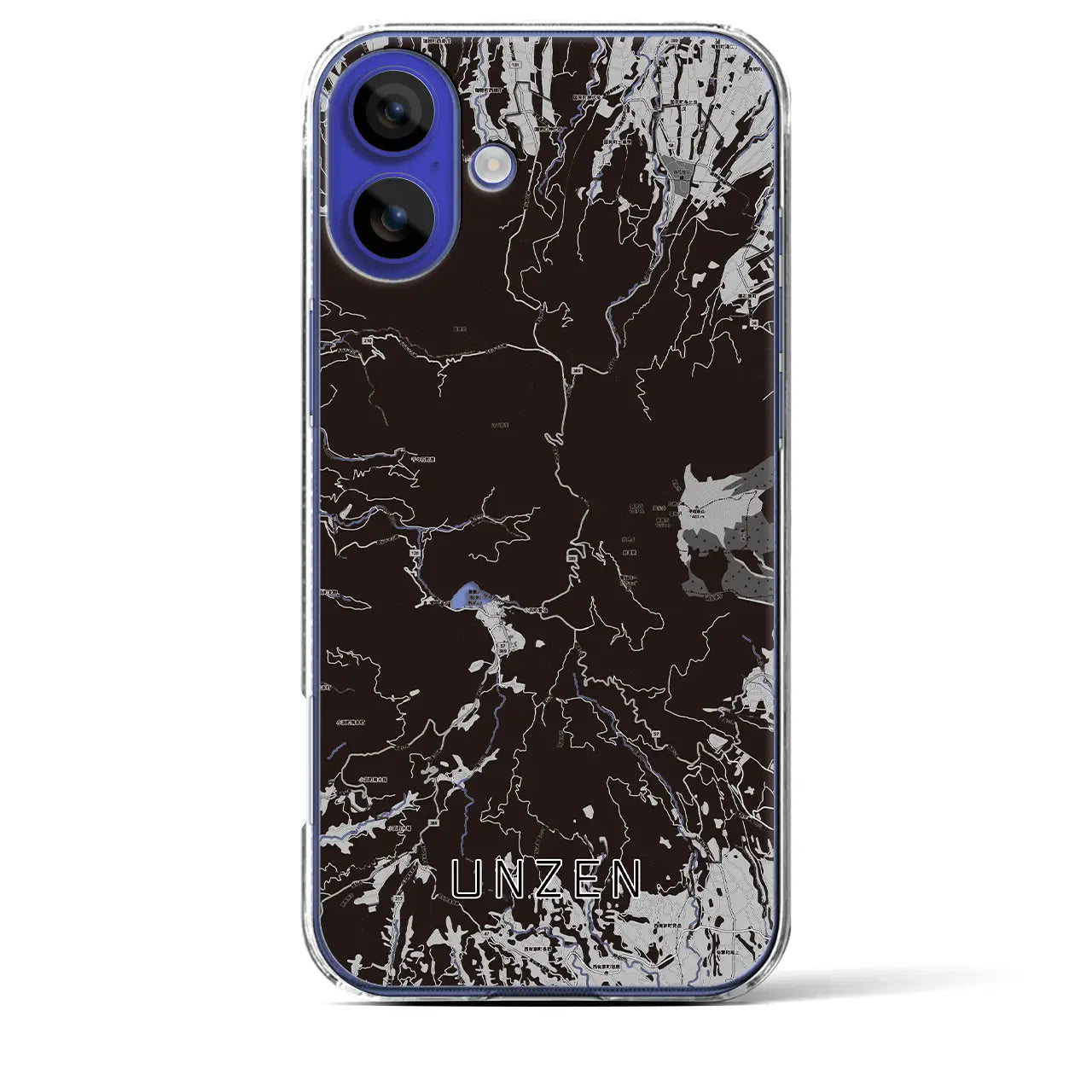 【雲仙(長崎県)】地図柄iPhoneケース(クリアタイプ)モノトーン・iPhone 16 Pro Max 用