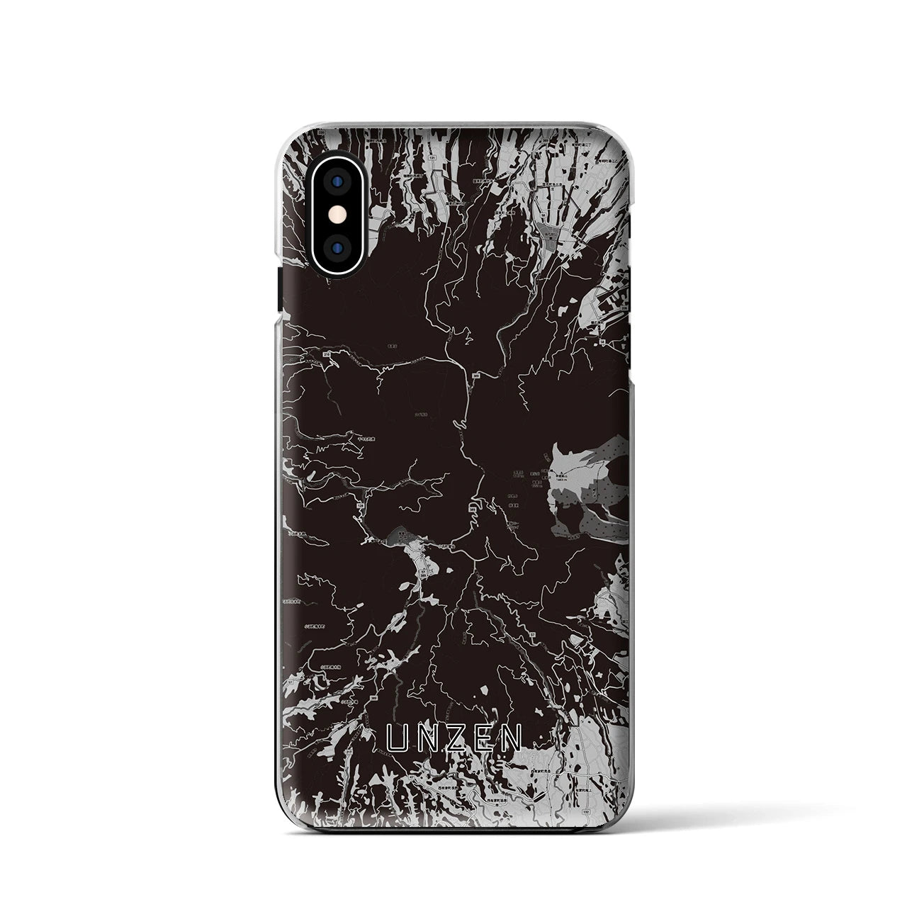 【雲仙(長崎県)】地図柄iPhoneケース(クリアタイプ)モノトーン・iPhone XS / X 用