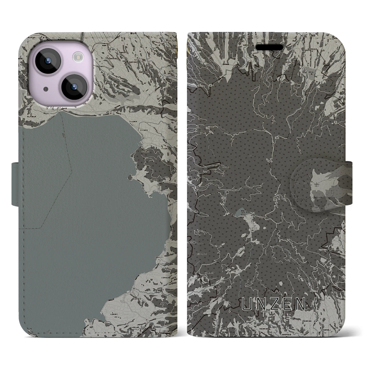 【雲仙(長崎県)】地図柄iPhoneケース(手帳タイプ)