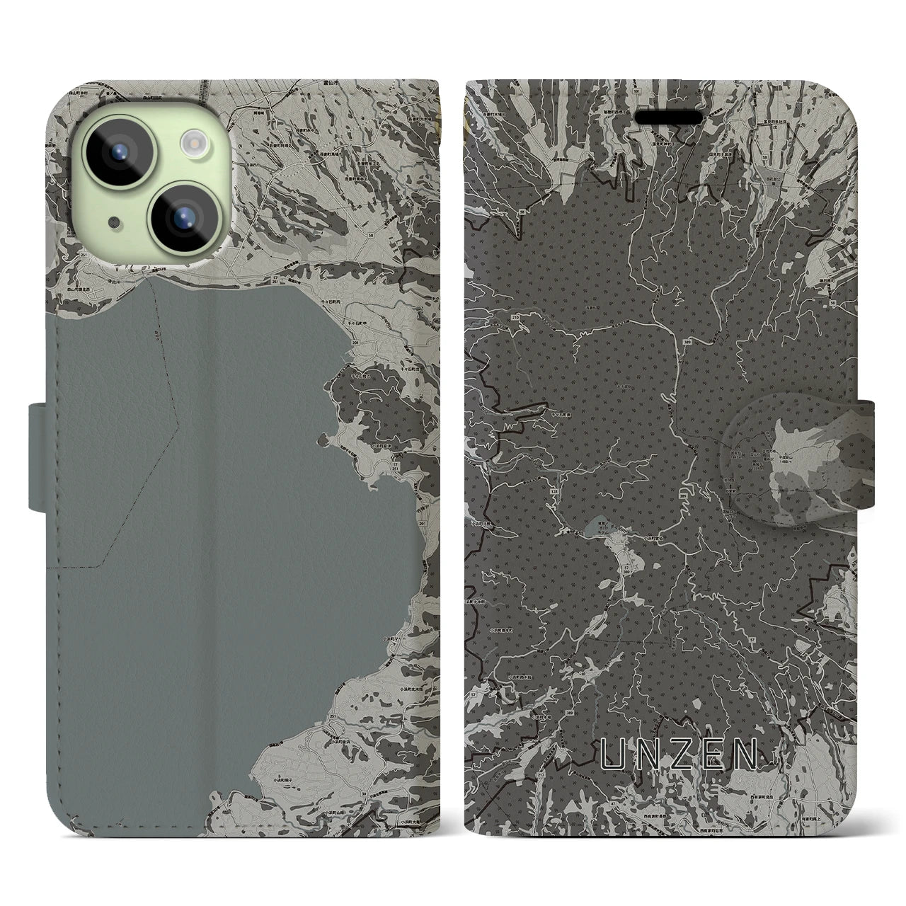 【雲仙(長崎県)】地図柄iPhoneケース(手帳タイプ)