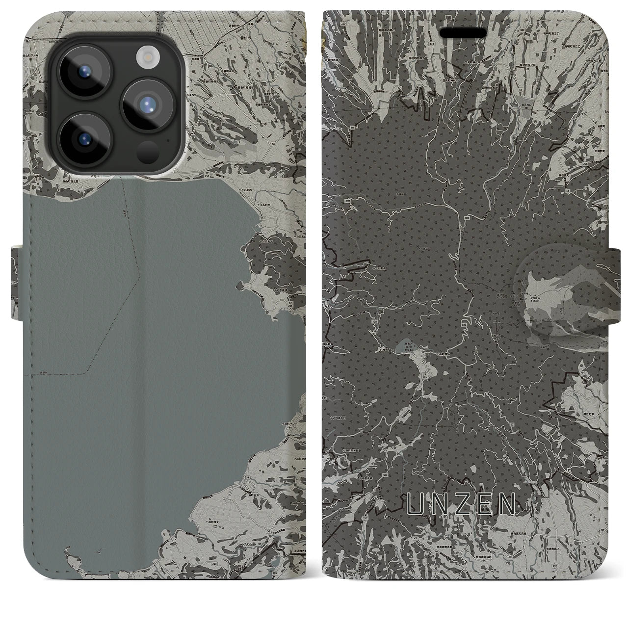 【雲仙(長崎県)】地図柄iPhoneケース(手帳タイプ)