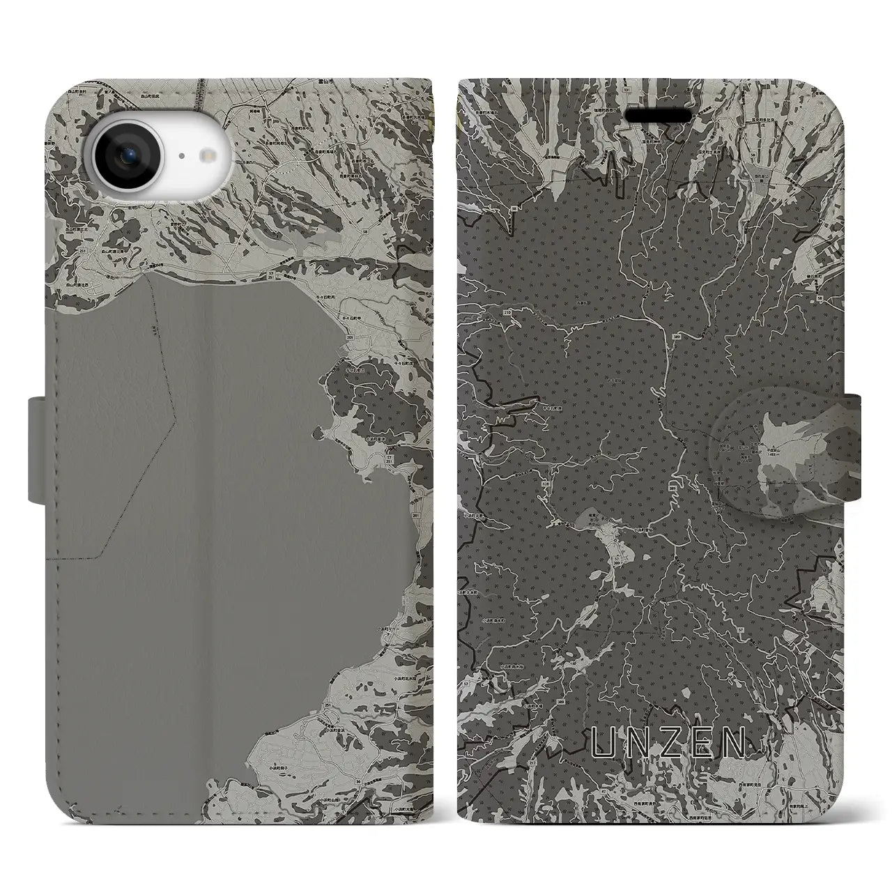 【雲仙(長崎県)】地図柄iPhoneケース(手帳タイプ)