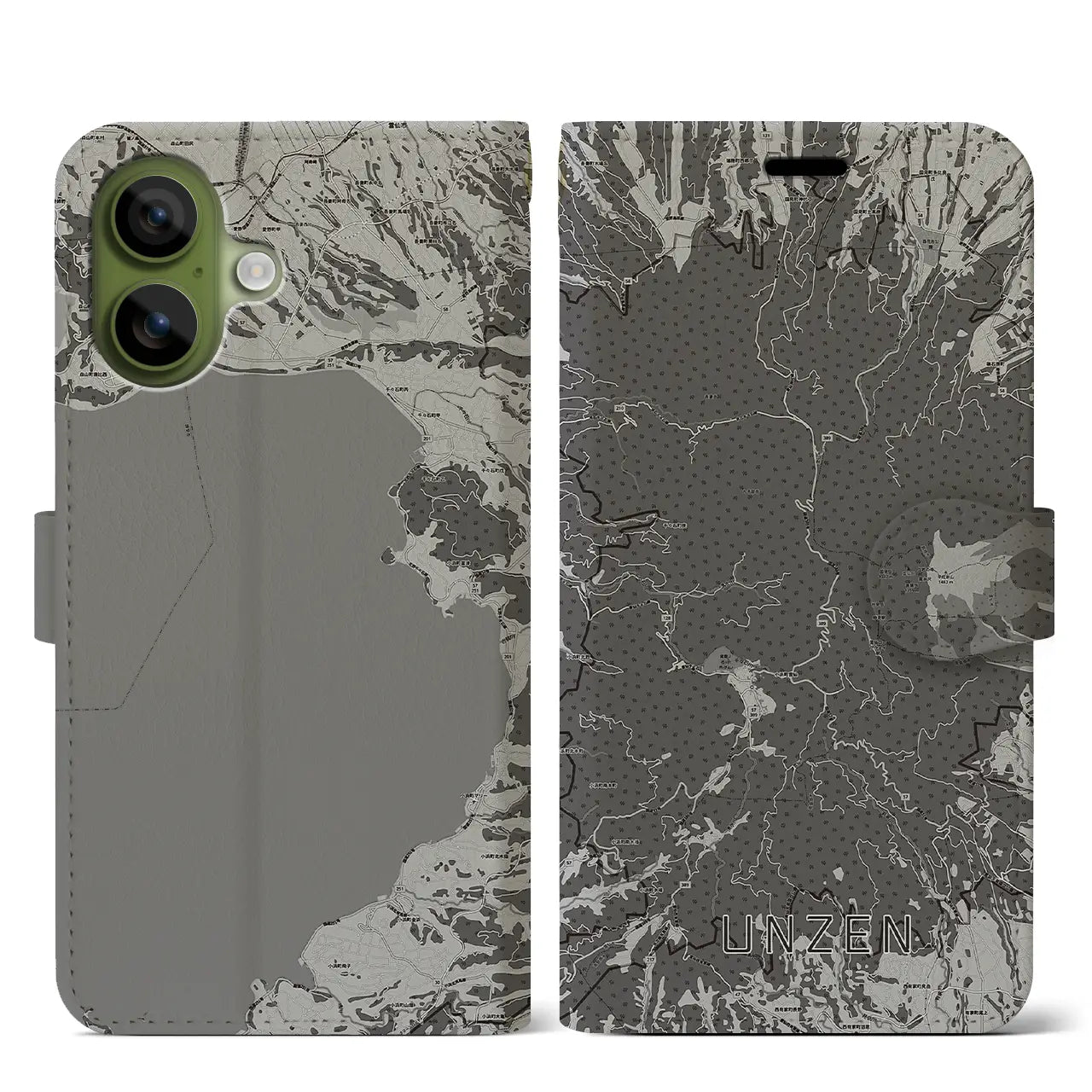 【雲仙(長崎県)】地図柄iPhoneケース(手帳タイプ)