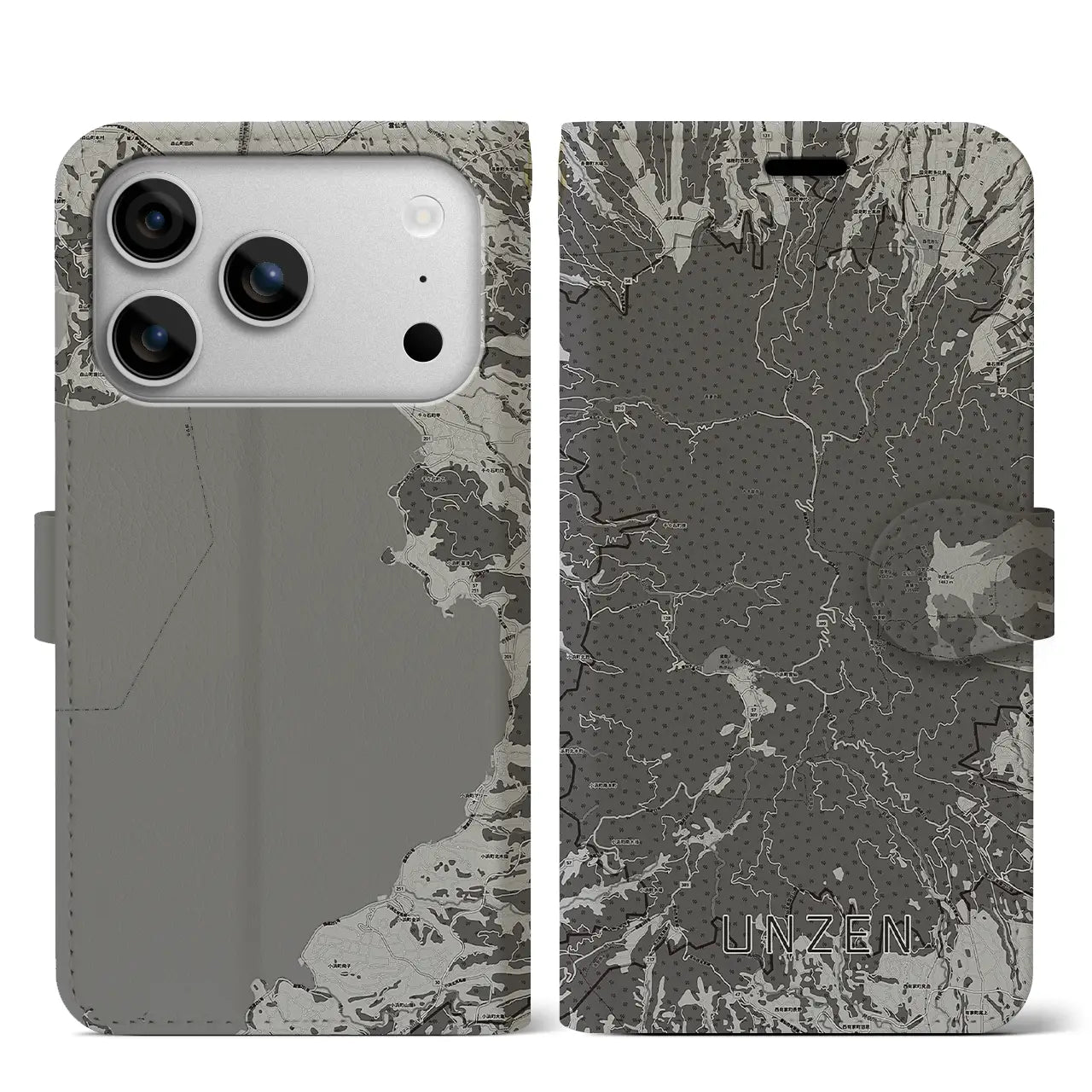 【雲仙(長崎県)】地図柄iPhoneケース(手帳タイプ)