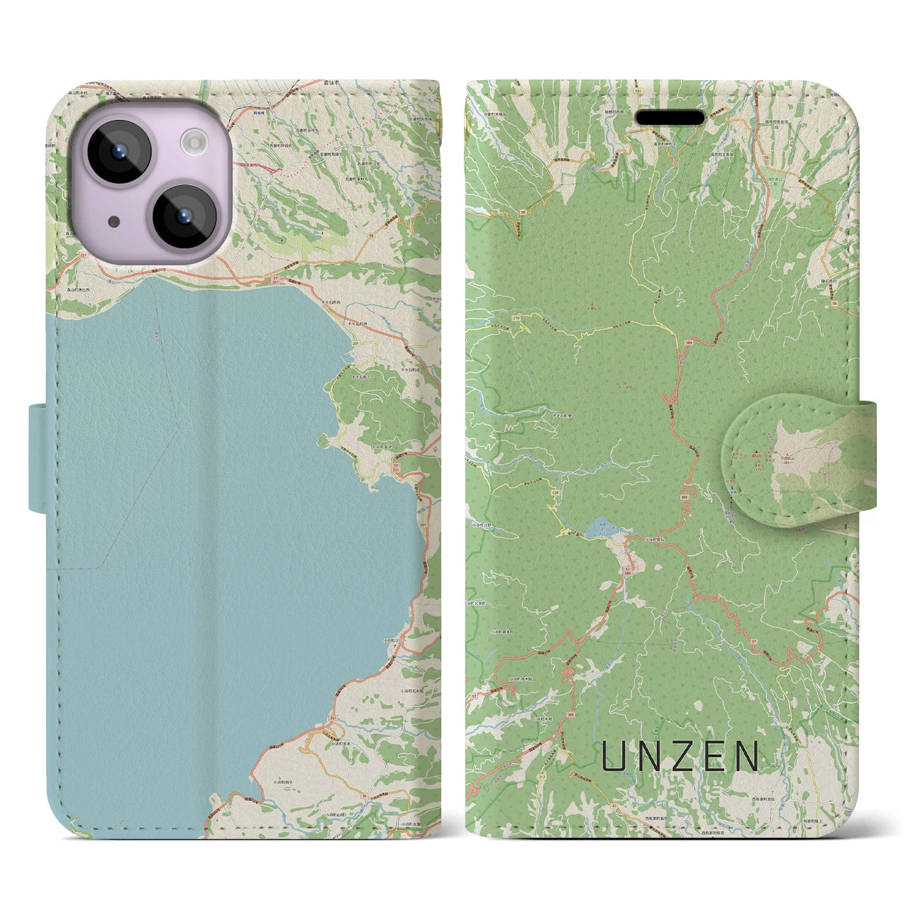 【雲仙(長崎県)】地図柄iPhoneケース(手帳タイプ)