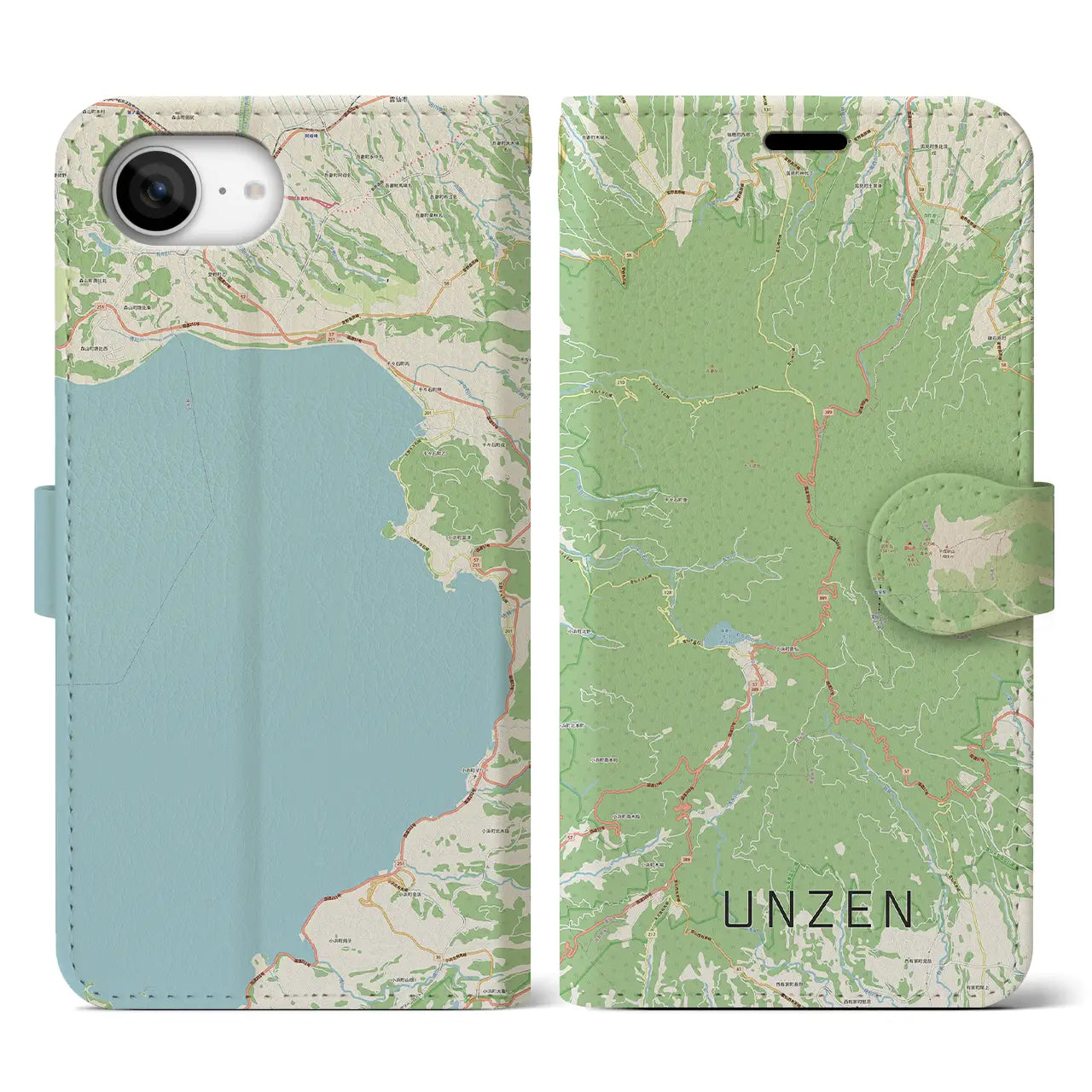 【雲仙(長崎県)】地図柄iPhoneケース(手帳タイプ)