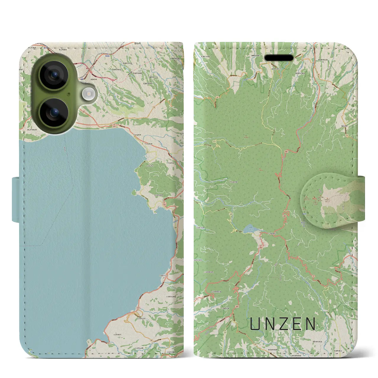 【雲仙(長崎県)】地図柄iPhoneケース(手帳タイプ)