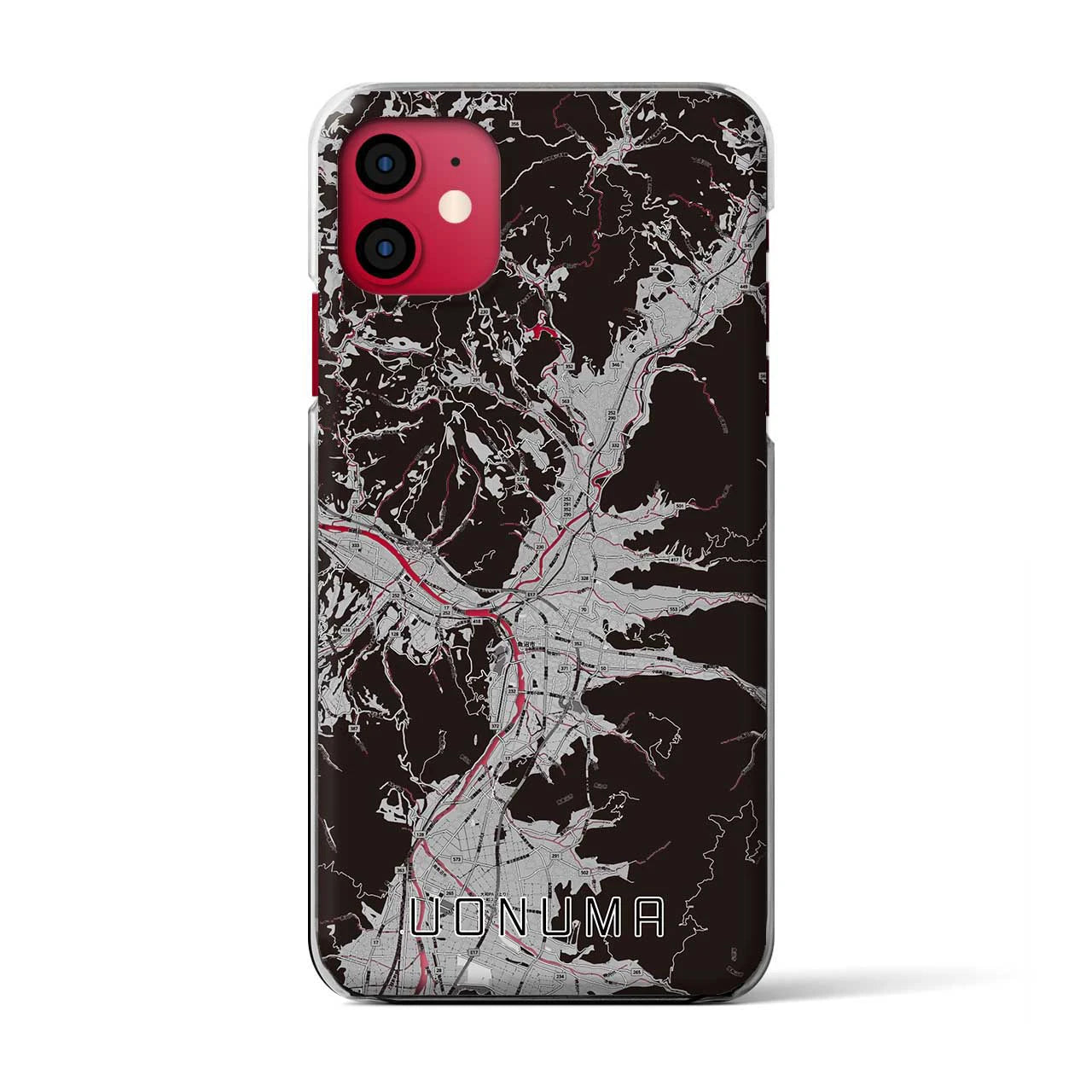 【魚沼(新潟県)】地図柄iPhoneケース(クリアタイプ)モノトーン・iPhone 11 用