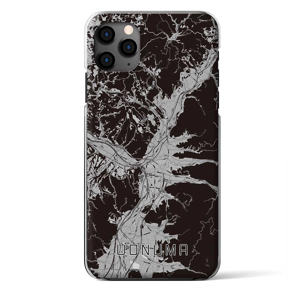 【魚沼(新潟県)】地図柄iPhoneケース(クリアタイプ)モノトーン・iPhone 11 Pro Max 用