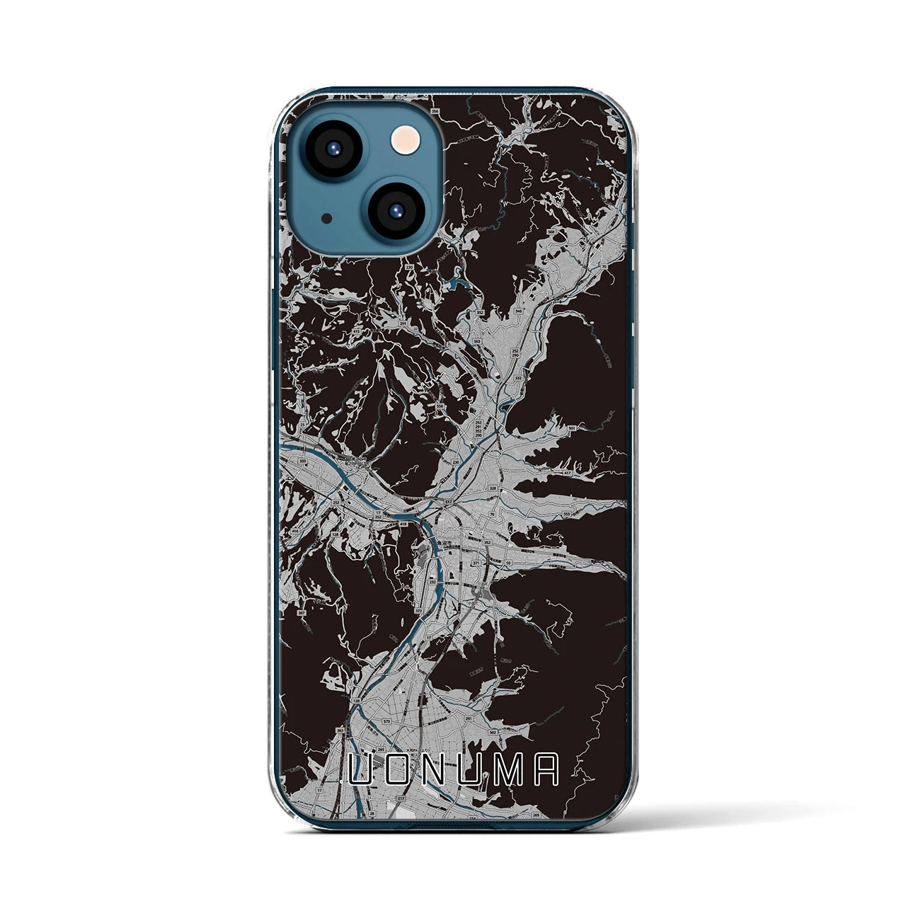 【魚沼(新潟県)】地図柄iPhoneケース(クリアタイプ)モノトーン・iPhone 13 用
