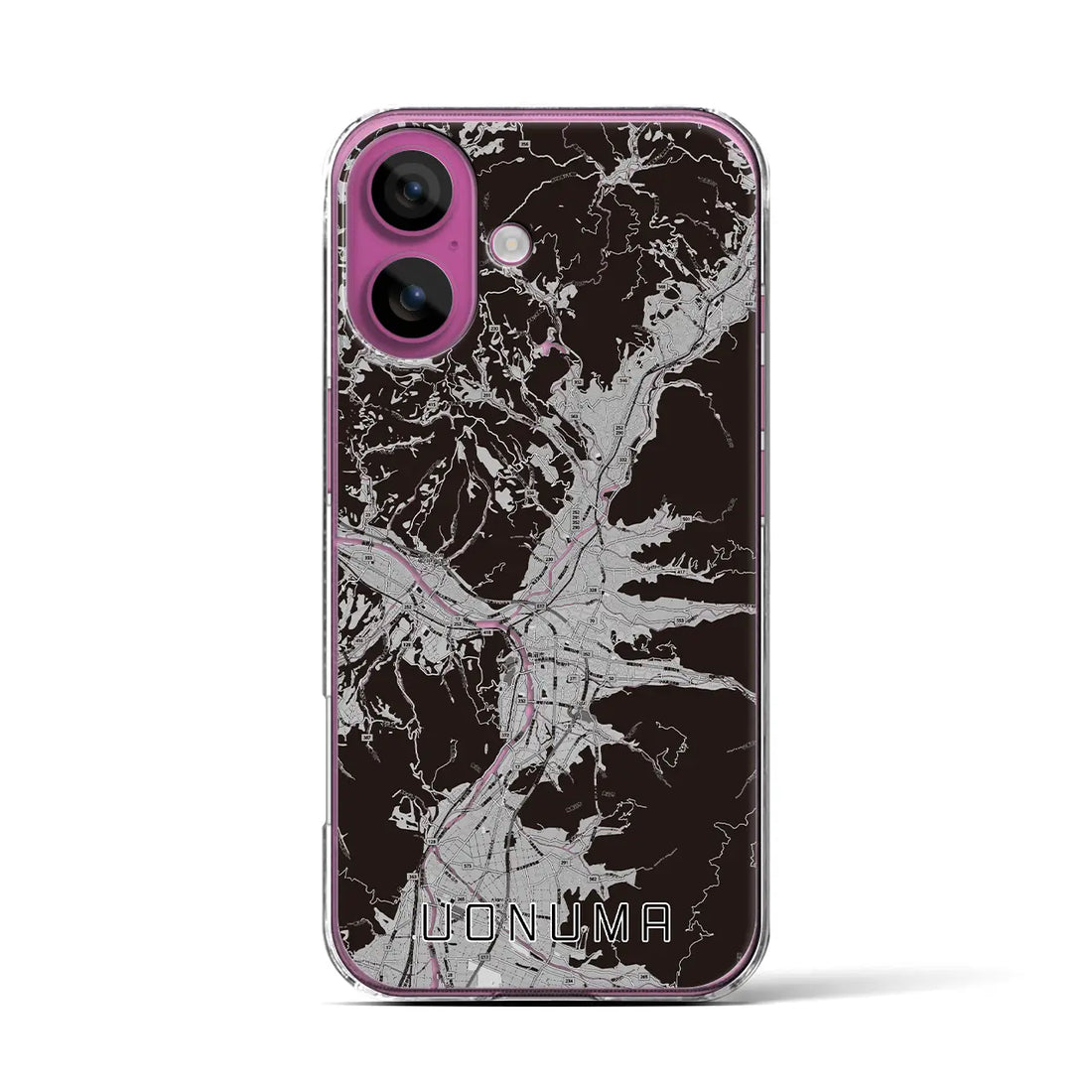 【魚沼(新潟県)】地図柄iPhoneケース(クリアタイプ)モノトーン・iPhone 16 Pro 用