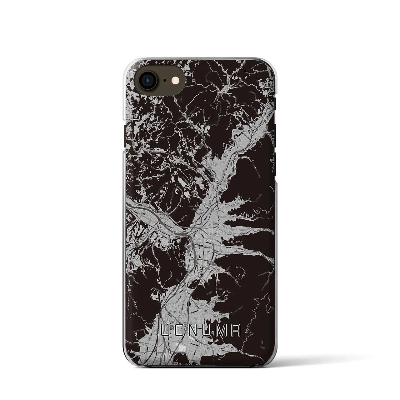 【魚沼(新潟県)】地図柄iPhoneケース(クリアタイプ)モノトーン・iPhone SE(第3 / 第2世代) / 8 / 7 / 6s / 6 用