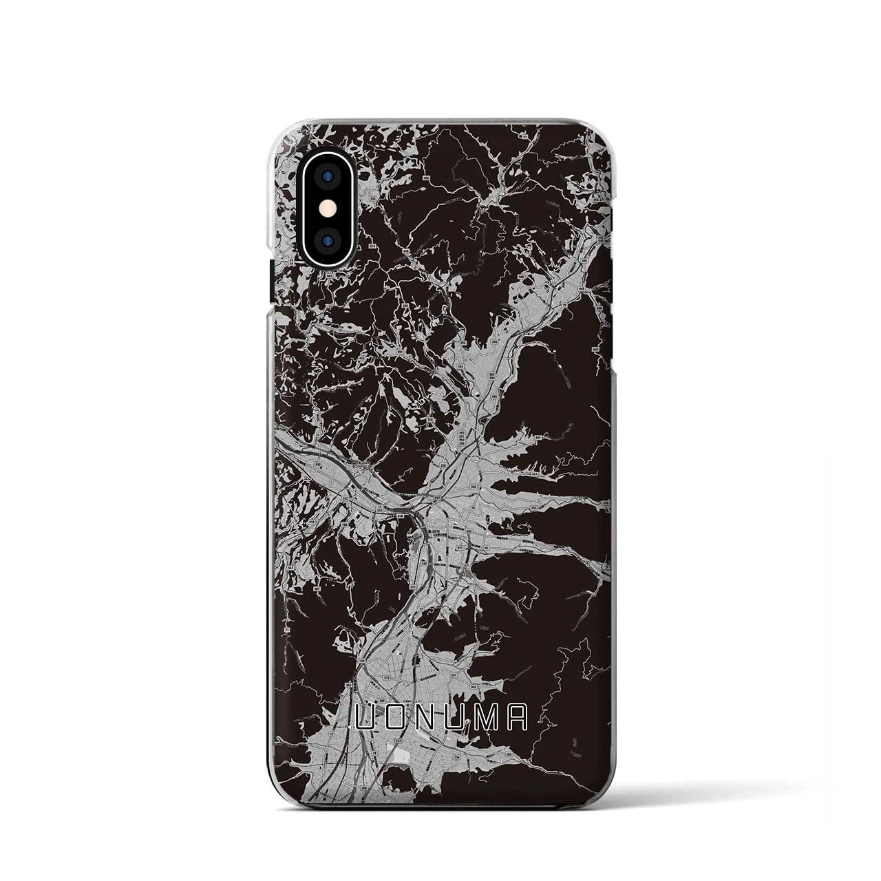 【魚沼(新潟県)】地図柄iPhoneケース(クリアタイプ)モノトーン・iPhone XS / X 用