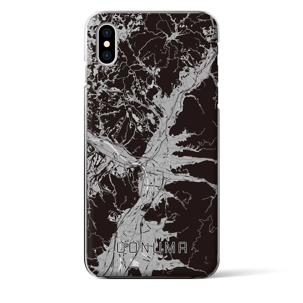 【魚沼(新潟県)】地図柄iPhoneケース(クリアタイプ)モノトーン・iPhone XS Max 用
