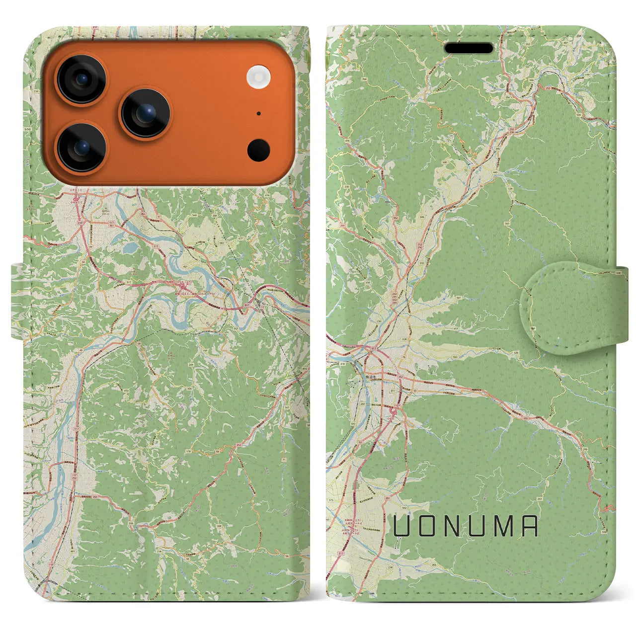 【魚沼(新潟県)】地図柄iPhoneケース(手帳タイプ)モノトーン・iPhone 17 Pro Max 用
