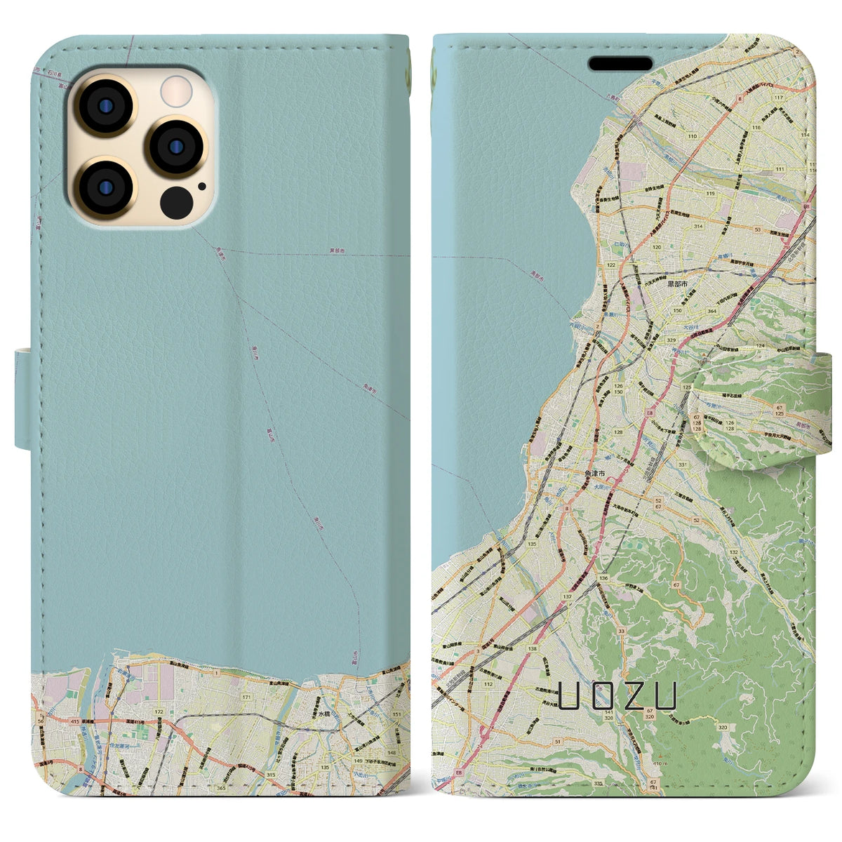 【魚津(富山県)】地図柄iPhoneケース(手帳タイプ)