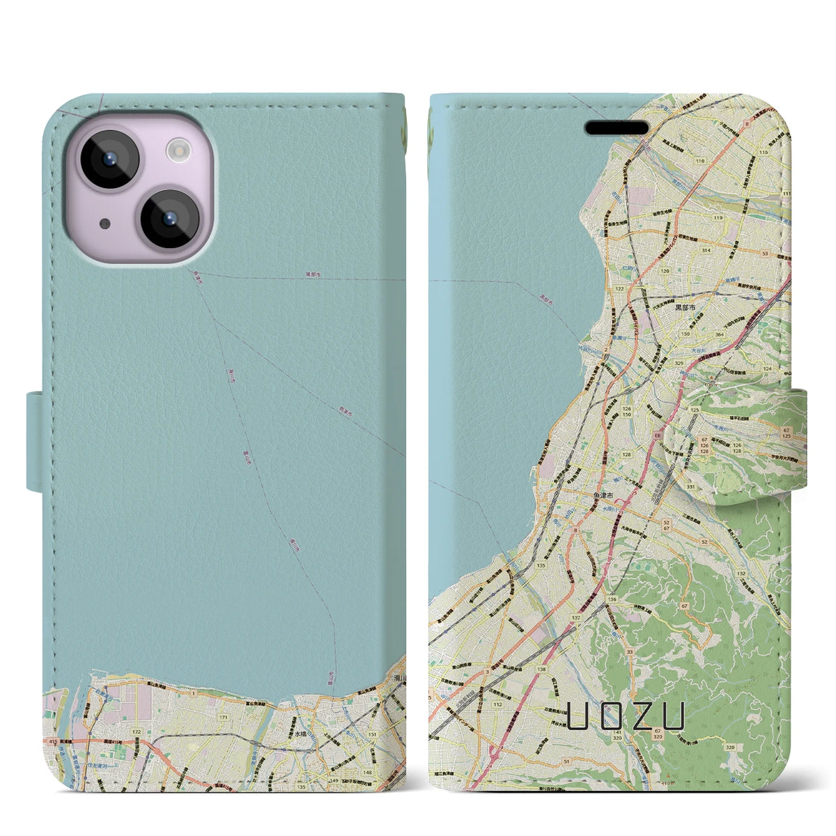 【魚津(富山県)】地図柄iPhoneケース(手帳タイプ)