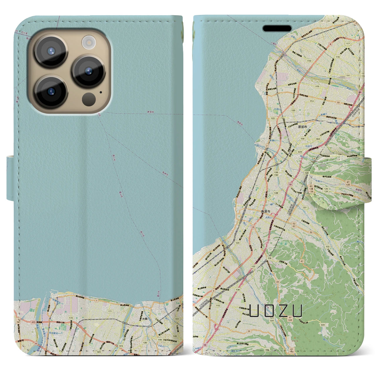 【魚津(富山県)】地図柄iPhoneケース(手帳タイプ)